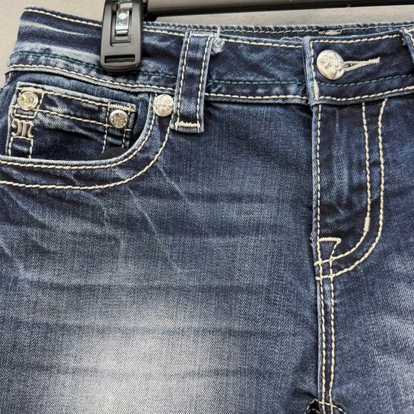 Miss Me Jeans Women's 28x35 (8) Dark Blue Standard Boot Fleur de Lis Western - Picture 4 of 15